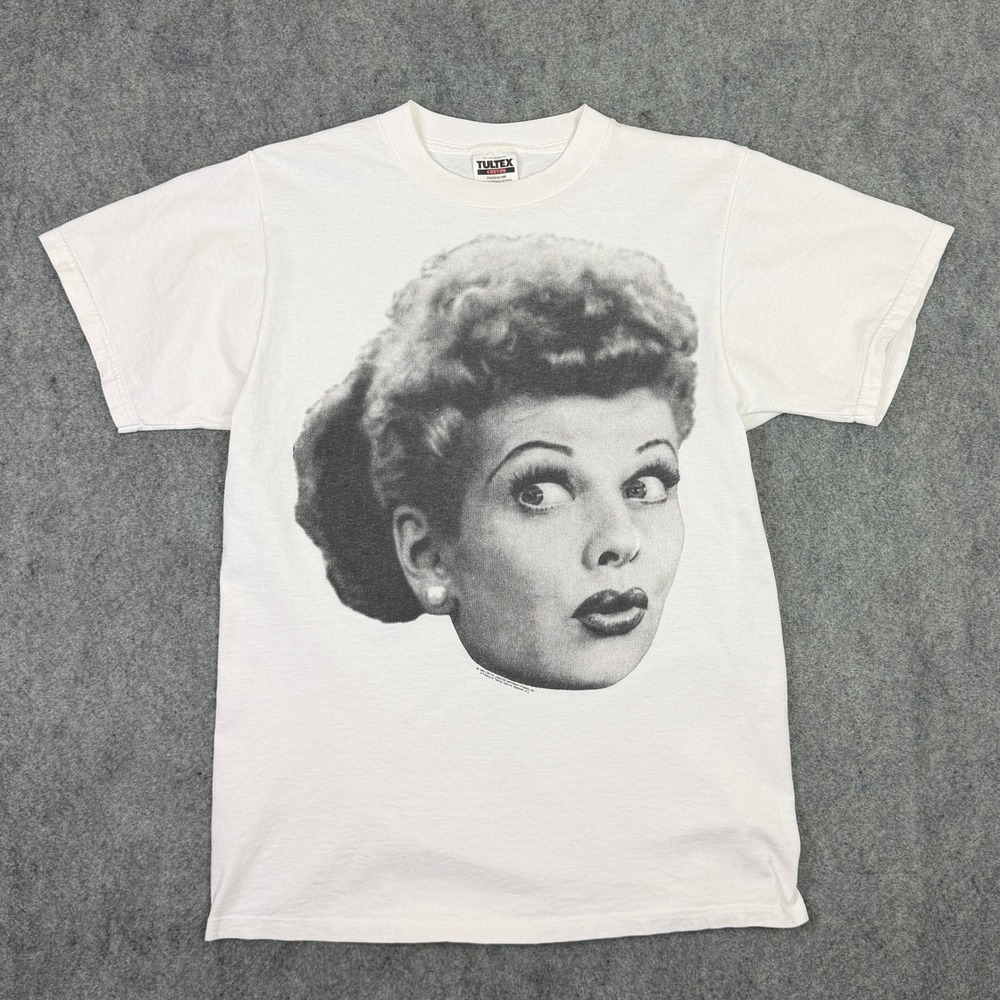 Vintage 1993 I Love Lucy T-Shirt Tultex Lucille Ball Graphic Tee White Medium